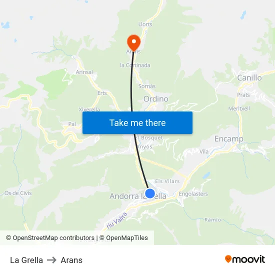 La Grella to Arans map