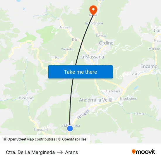 Ctra. De La Margineda to Arans map