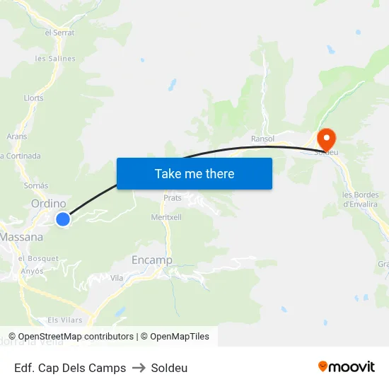 Edf. Cap Dels Camps to Soldeu map