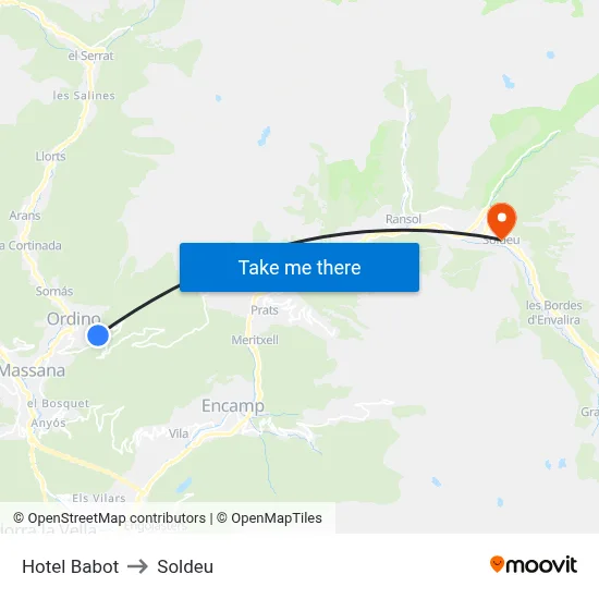 Hotel Babot to Soldeu map