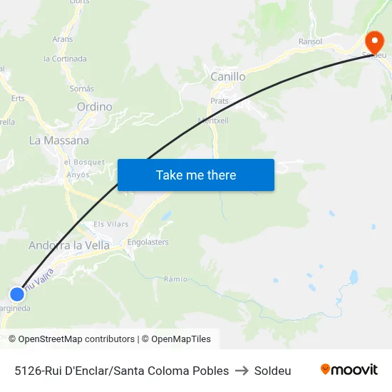 5126-Rui D'Enclar/Santa Coloma Pobles to Soldeu map