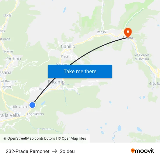 232-Prada Ramonet to Soldeu map