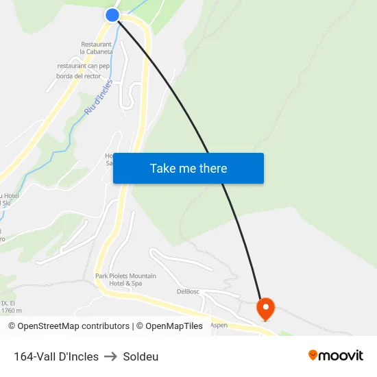 164-Vall D'Incles to Soldeu map
