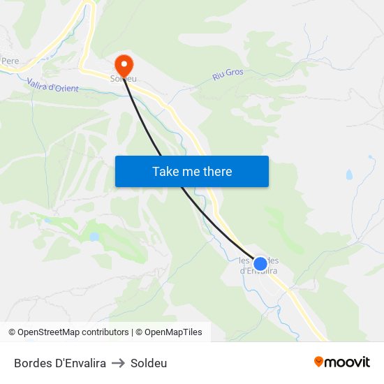 Bordes D'Envalira to Soldeu map