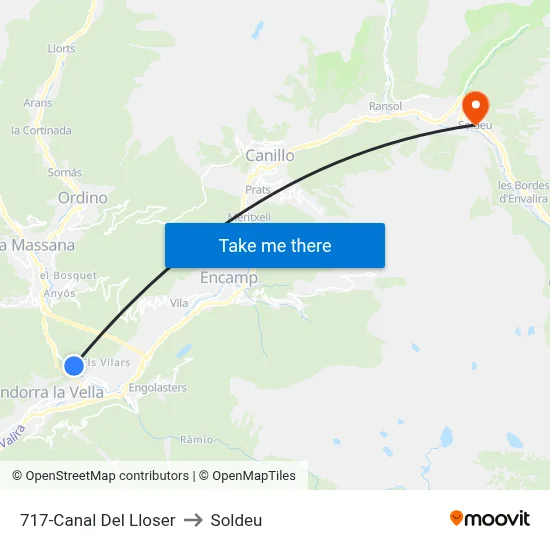 717-Canal Del Lloser to Soldeu map