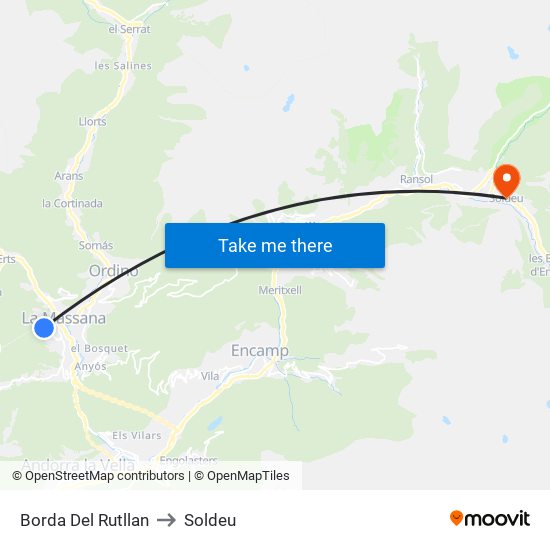 Borda Del Rutllan to Soldeu map