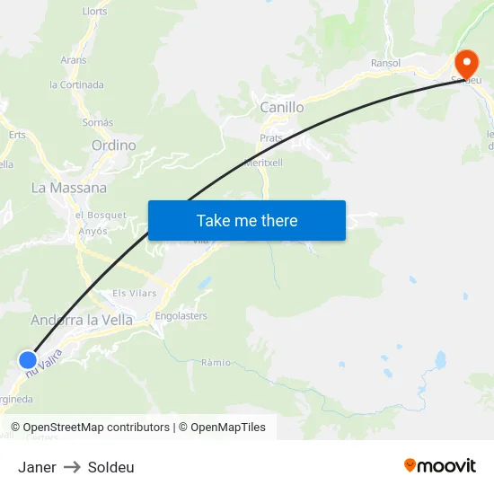 Janer to Soldeu map