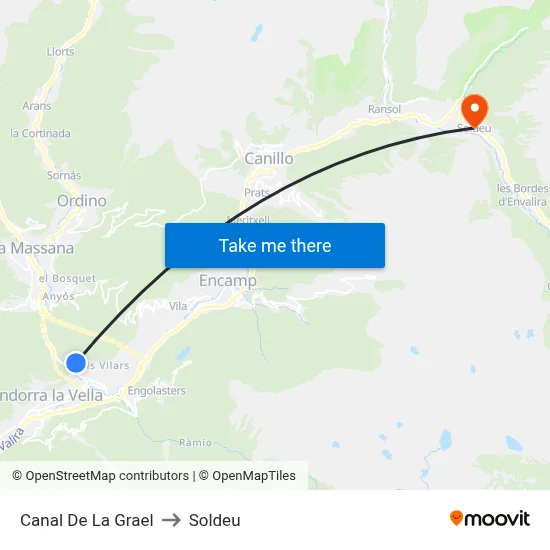 Canal De La Grael to Soldeu map