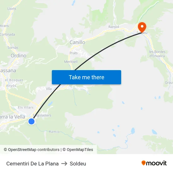 Cementiri De La Plana to Soldeu map