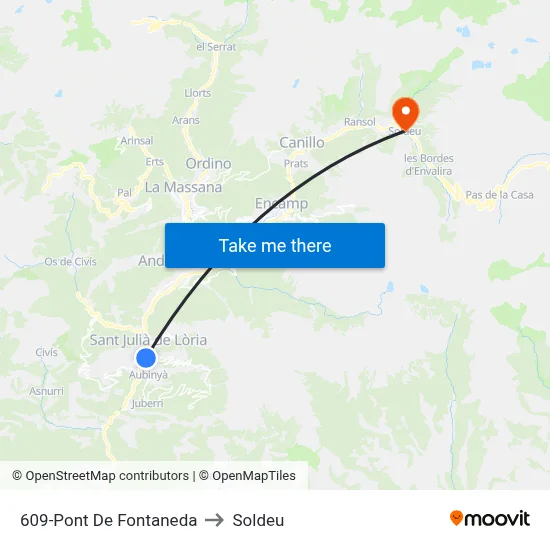 609-Pont De Fontaneda to Soldeu map