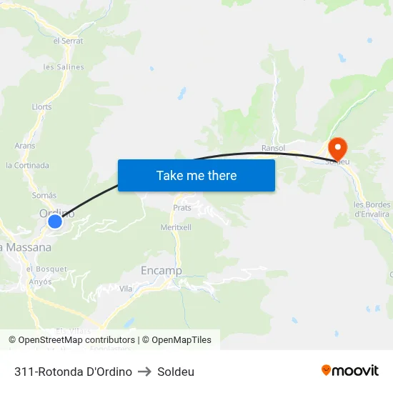 311-Rotonda D'Ordino to Soldeu map