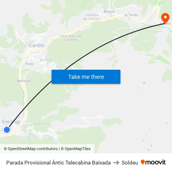 Parada Provisional Àntic Telecabina Baixada to Soldeu map