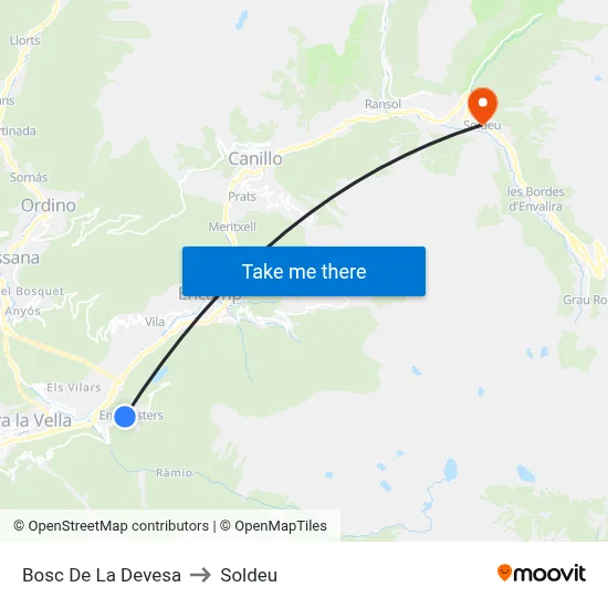 Bosc De La Devesa to Soldeu map