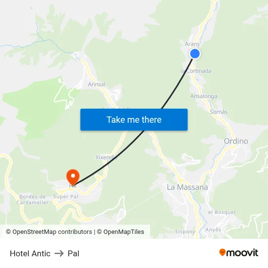 Hotel Antic to Pal map