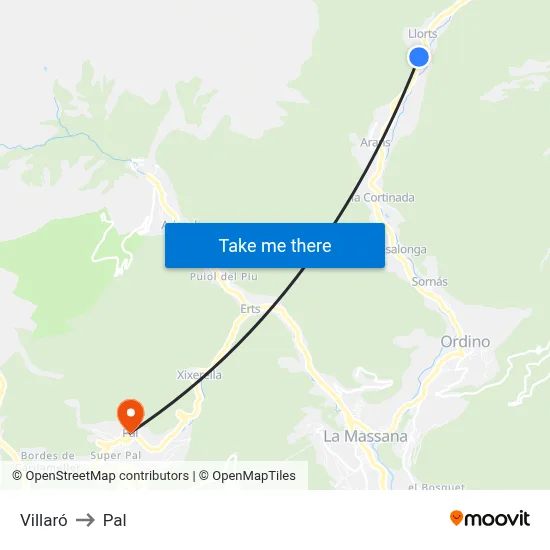 Villaró to Pal map
