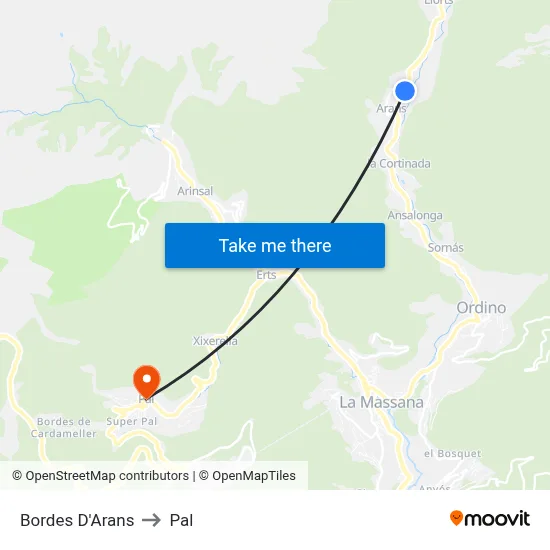 Bordes D'Arans to Pal map