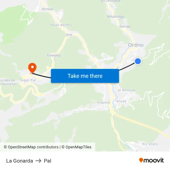 La Gonarda to Pal map