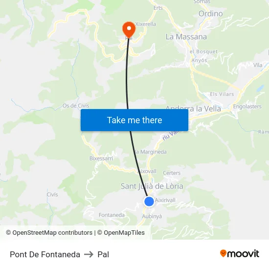 Pont De Fontaneda to Pal map