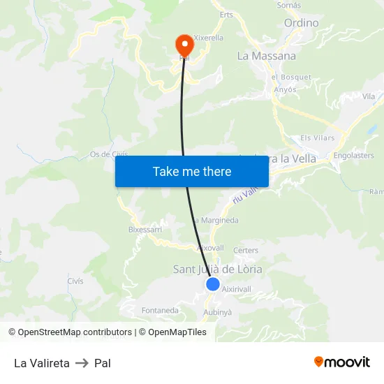 619-La Valireta to Pal map