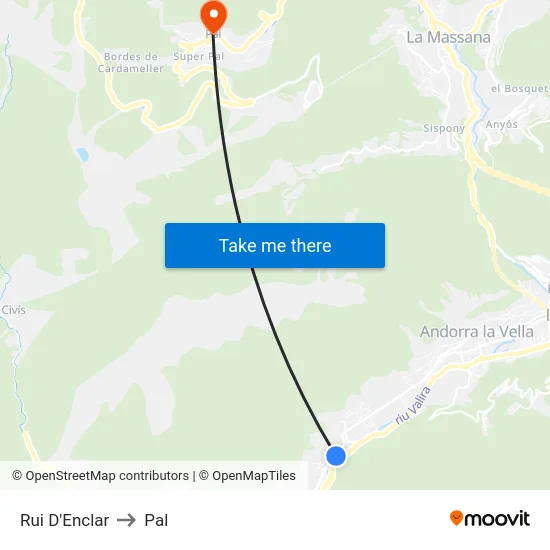 Rui D'Enclar to Pal map