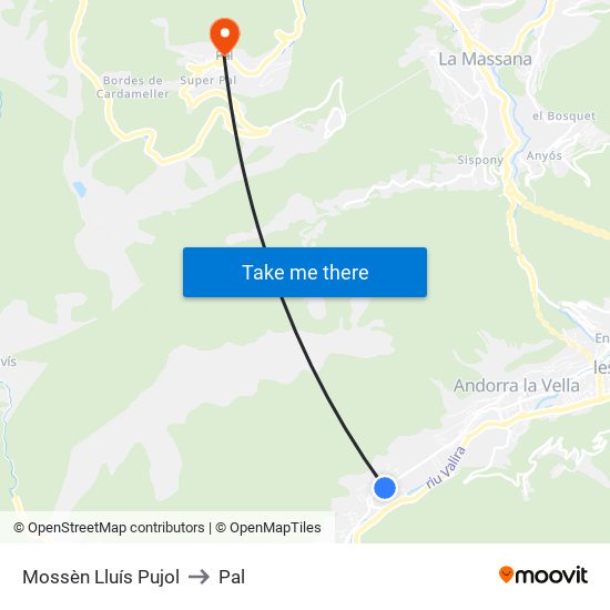 Mossèn Lluís Pujol to Pal map