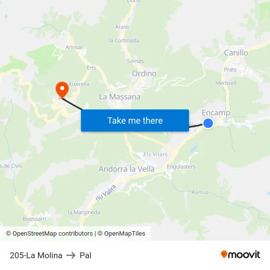 205-La Molina to Pal map