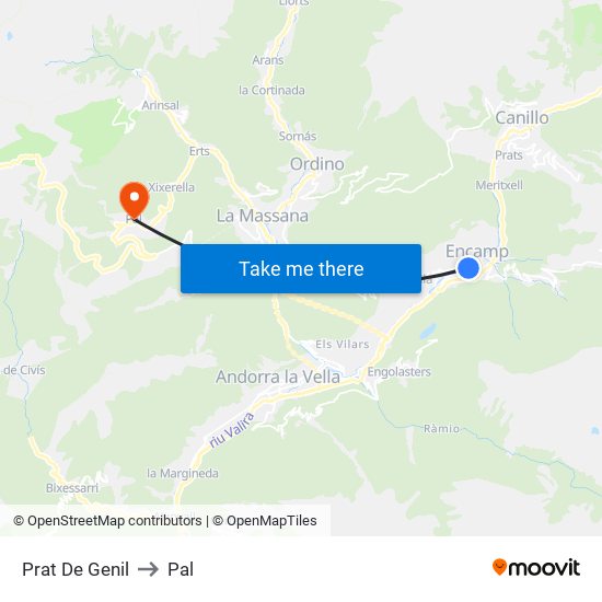 Prat De Genil to Pal map