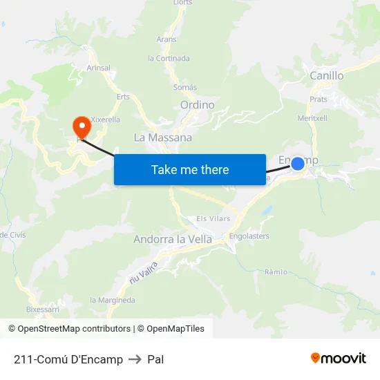 211-Comú D'Encamp to Pal map