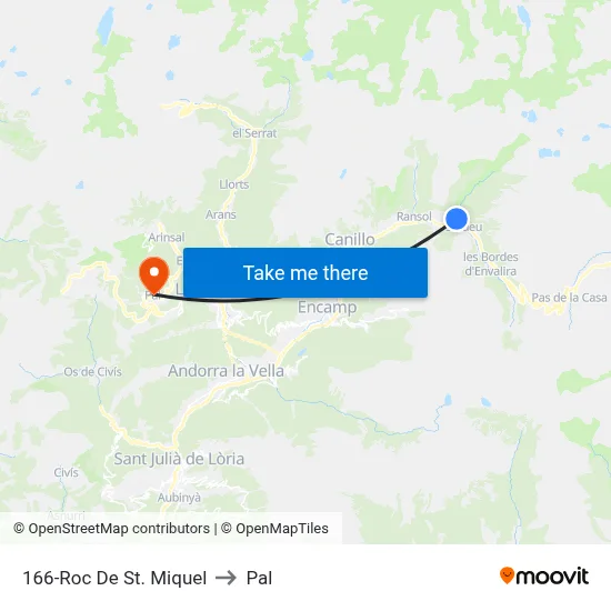 166-Roc De St. Miquel to Pal map