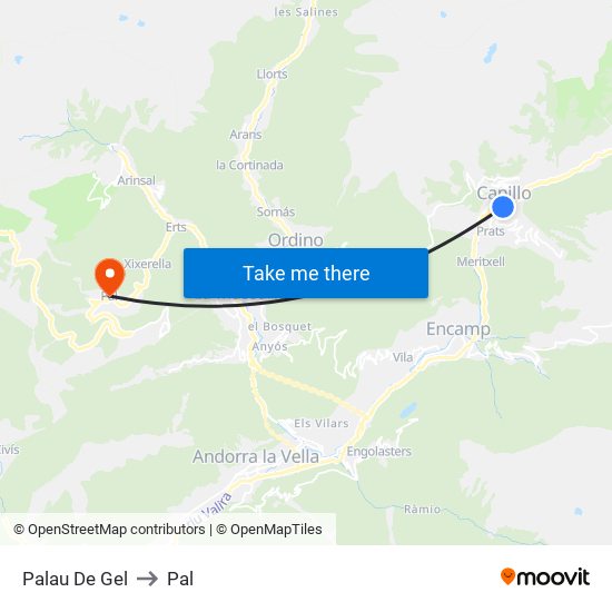 Palau De Gel to Pal map