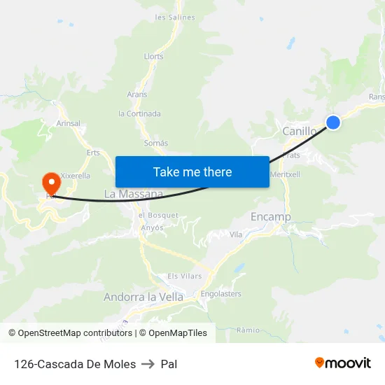 126-Cascada De Moles to Pal map
