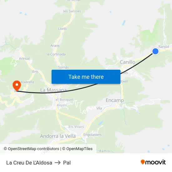 132-La Creu De L'Aldosa to Pal map