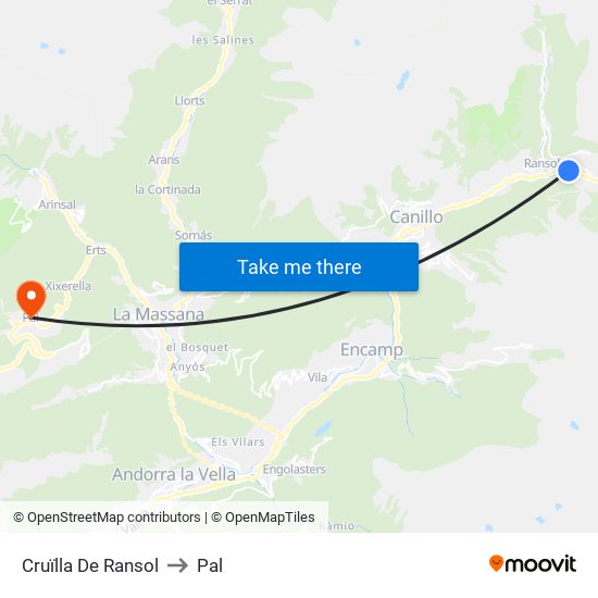 Cruïlla De Ransol to Pal map