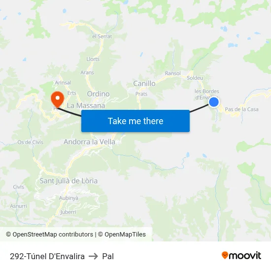 292-Túnel D'Envalira to Pal map