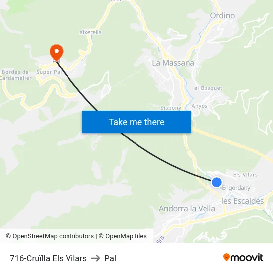 716-Cruïlla Els Vilars to Pal map