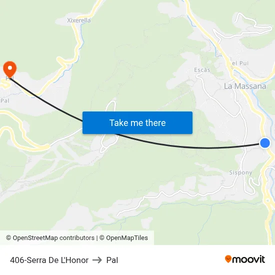 406-Serra De L'Honor to Pal map