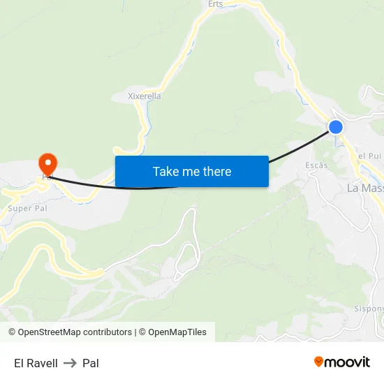 El Ravell to Pal map