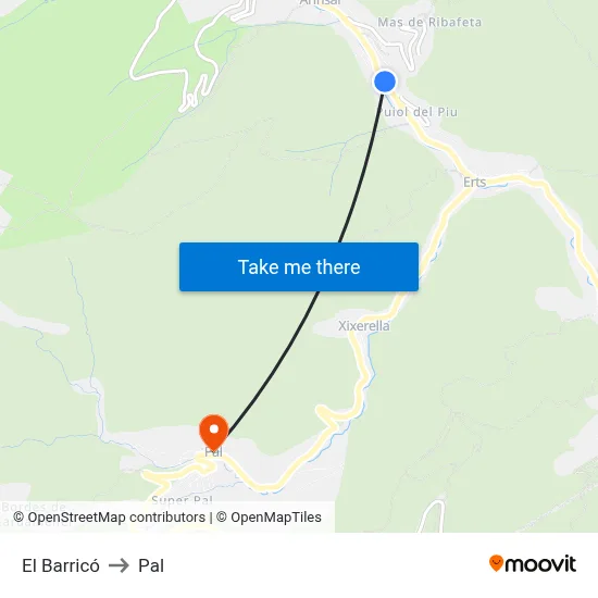 El Barricó to Pal map