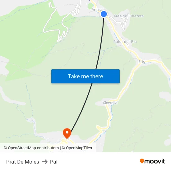 Prat De Moles to Pal map