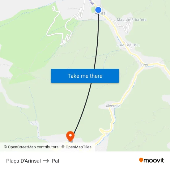 Plaça D'Arinsal to Pal map