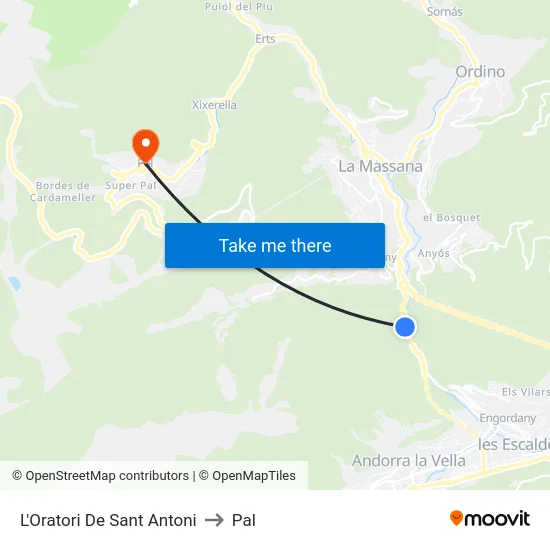 L'Oratori De Sant Antoni to Pal map