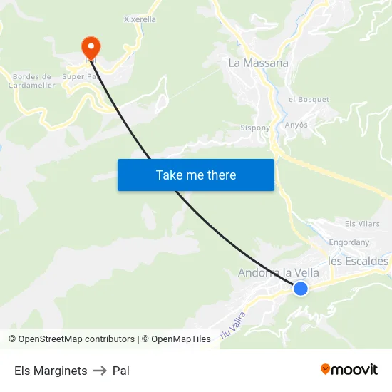 Els Marginets to Pal map