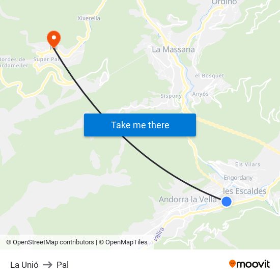 La Unió to Pal map