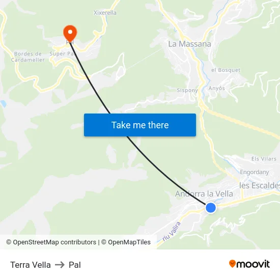 Terra Vella to Pal map