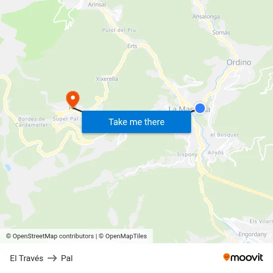 El Través to Pal map