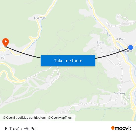 El Través to Pal map