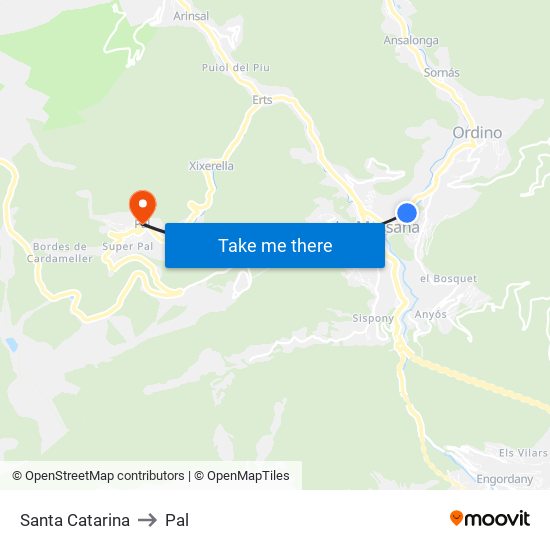 Santa Catarina to Pal map