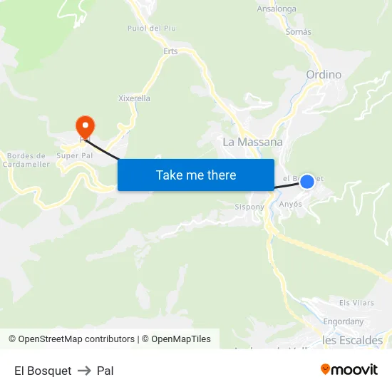 El Bosquet to Pal map