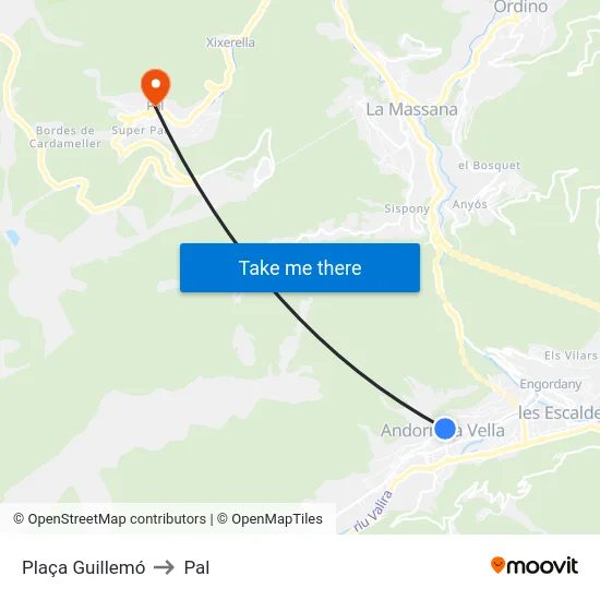Plaça Guillemó to Pal map