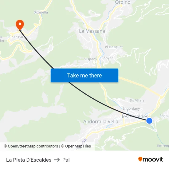 La Pleta D'Escaldes to Pal map